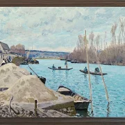 Alfred Sisley - Die Seine bei Port-Marly, Sandhaufen 1875 | Giclée Kunstdruck gerahmt