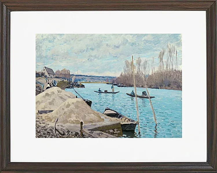 Alfred Sisley - Die Seine bei Port-Marly, Sandhaufen 1875 | Giclée Kunstdruck gerahmt