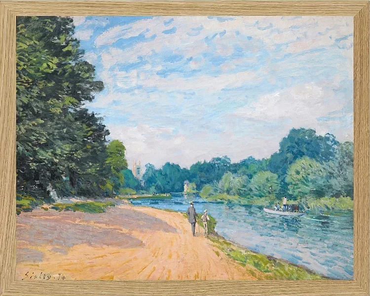 Alfred Sisley - Die Themse mit Hampton Church 1874 | Giclée Kunstdruck gerahmt