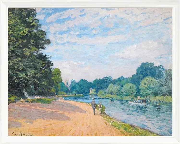 Alfred Sisley - Die Themse mit Hampton Church 1874 | Giclée Kunstdruck gerahmt