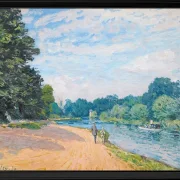 Alfred Sisley - Die Themse mit Hampton Church 1874 | Giclée Kunstdruck gerahmt