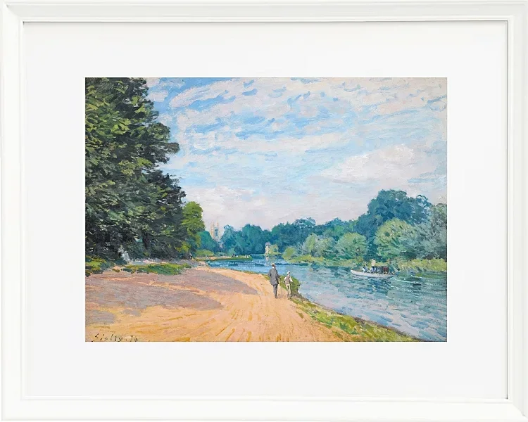 Alfred Sisley - Die Themse mit Hampton Church 1874 | Giclée Kunstdruck gerahmt