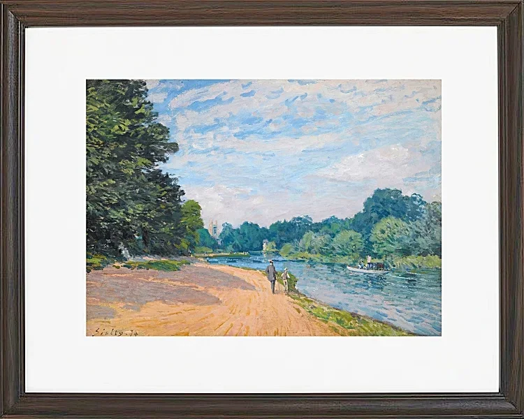 Alfred Sisley - Die Themse mit Hampton Church 1874 | Giclée Kunstdruck gerahmt