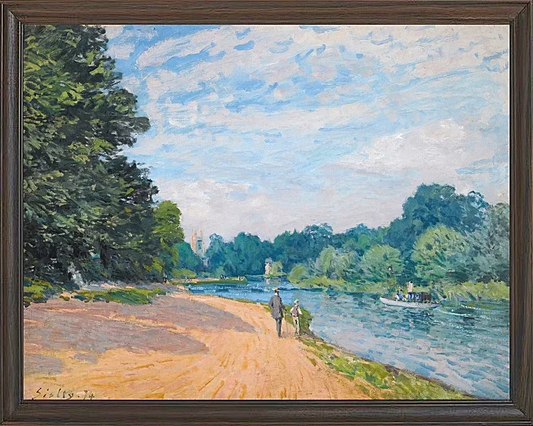 Alfred Sisley - Die Themse mit Hampton Church 1874 | Giclée Kunstdruck gerahmt