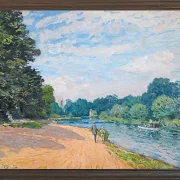 Alfred Sisley - Die Themse mit Hampton Church 1874 | Giclée Kunstdruck gerahmt