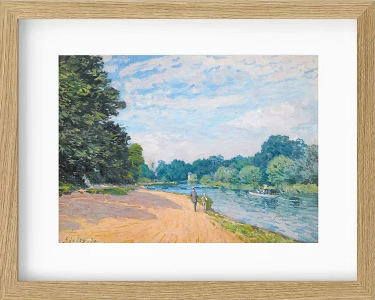 Alfred Sisley - Die Themse mit Hampton Church 1874 | Giclée Kunstdruck gerahmt