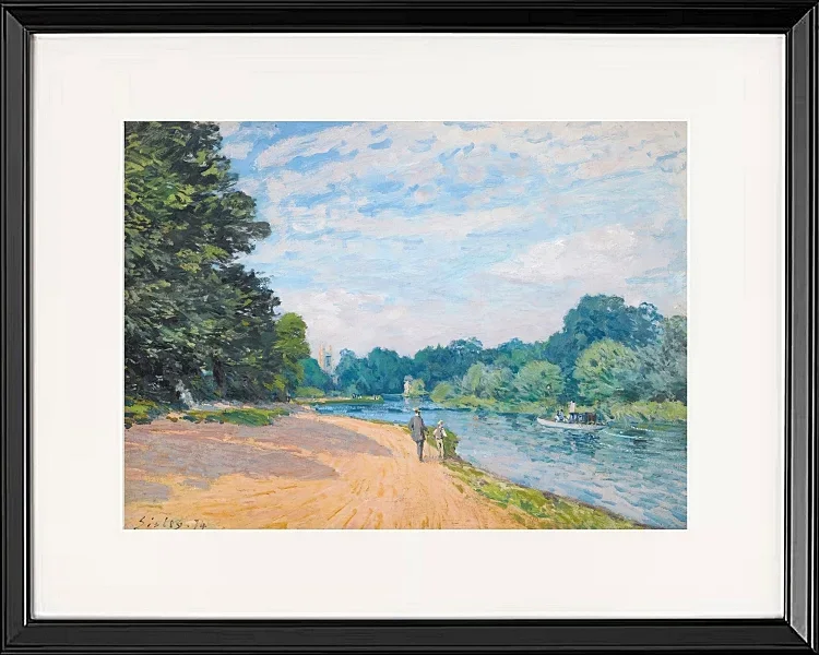 Alfred Sisley - Die Themse mit Hampton Church 1874 | Giclée Kunstdruck gerahmt
