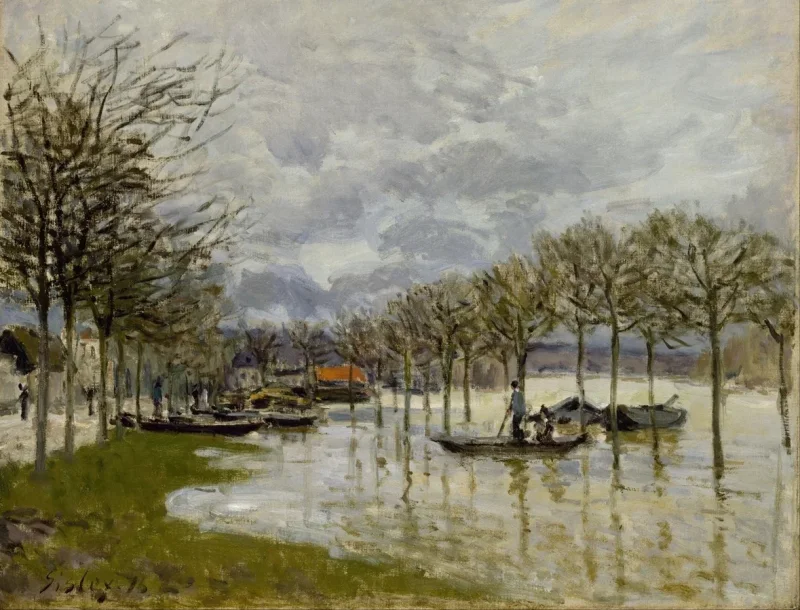 Alfred Sisley - Die Überschwemmung auf dem Weg nach Saint-Germain 1876 | Giclée Kunstdruck gerahmt