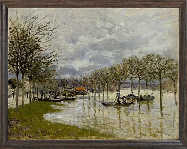 Alfred Sisley - Die Überschwemmung auf dem Weg nach Saint-Germain 1876 | Giclée Kunstdruck gerahmt
