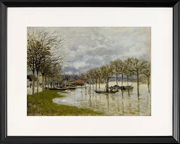 Alfred Sisley - Die Überschwemmung auf dem Weg nach Saint-Germain 1876 | Giclée Kunstdruck gerahmt