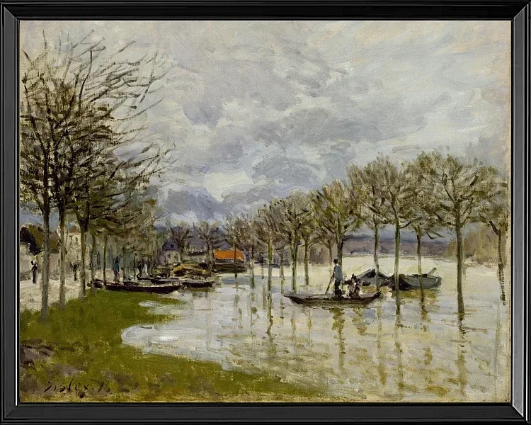 Alfred Sisley - Die Überschwemmung auf dem Weg nach Saint-Germain 1876 | Giclée Kunstdruck gerahmt