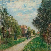 Alfred Sisley - Kvinde og barn på engstien, Sèvres 1879 | Indrammet giclée-kunsttryk