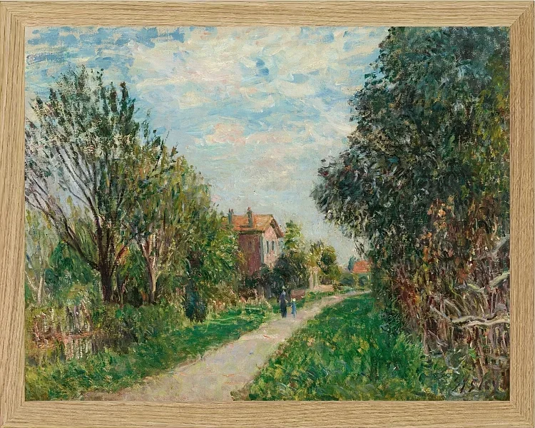 Alfred Sisley - Kvinde og barn på engstien, Sèvres 1879 | Indrammet giclée-kunsttryk