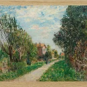 Alfred Sisley - Kvinde og barn på engstien, Sèvres 1879 | Indrammet giclée-kunsttryk