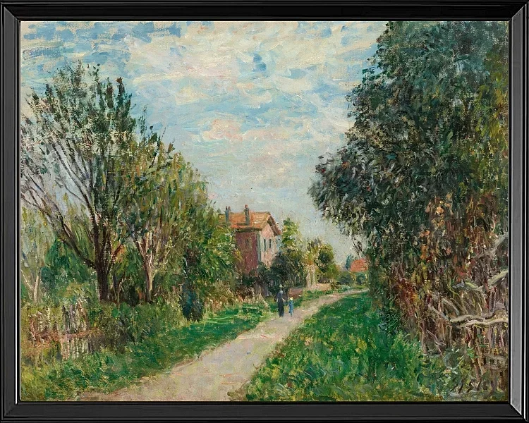 Alfred Sisley - Kvinde og barn på engstien, Sèvres 1879 | Indrammet giclée-kunsttryk