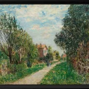 Alfred Sisley - Kvinde og barn på engstien, Sèvres 1879 | Indrammet giclée-kunsttryk