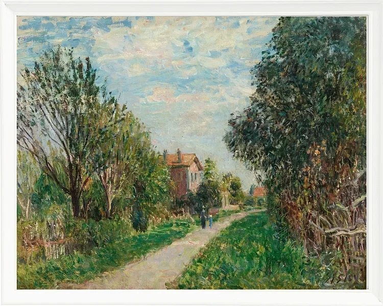 Alfred Sisley - Kvinde og barn på engstien, Sèvres 1879 | Indrammet giclée-kunsttryk