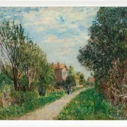 Alfred Sisley - Kvinde og barn på engstien, Sèvres 1879 | Indrammet giclée-kunsttryk