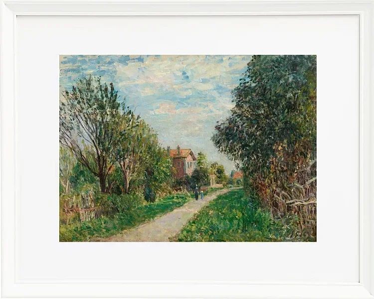 Alfred Sisley - Kvinde og barn på engstien, Sèvres 1879 | Indrammet giclée-kunsttryk