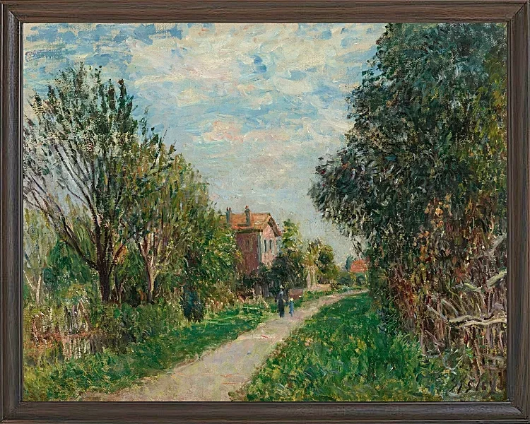 Alfred Sisley - Kvinde og barn på engstien, Sèvres 1879 | Indrammet giclée-kunsttryk