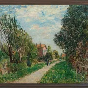 Alfred Sisley - Kvinde og barn på engstien, Sèvres 1879 | Indrammet giclée-kunsttryk