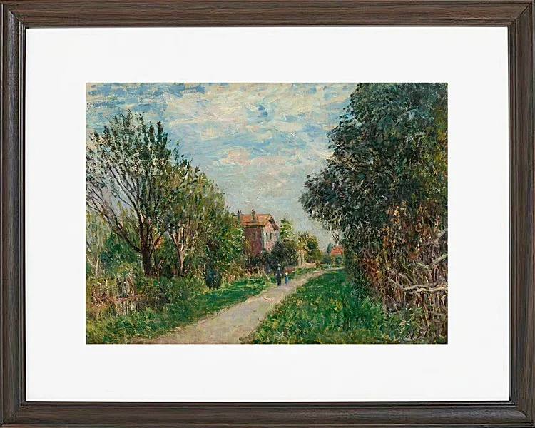 Alfred Sisley - Kvinde og barn på engstien, Sèvres 1879 | Indrammet giclée-kunsttryk