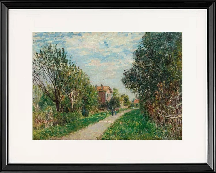 Alfred Sisley - Kvinde og barn på engstien, Sèvres 1879 | Indrammet giclée-kunsttryk