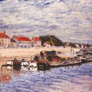 Alfred Sisley - Pramme på Loing ved Saint-Mammès 1885 | Indrammet giclée-kunsttryk