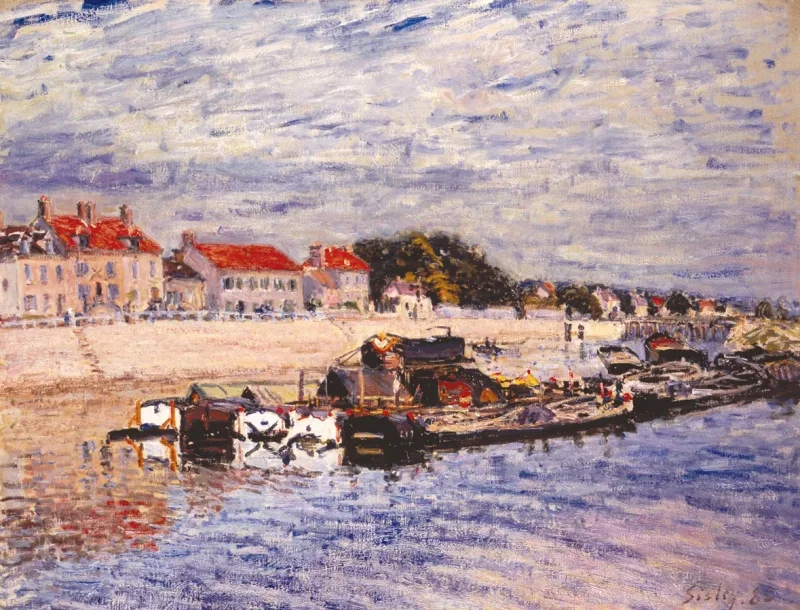 Alfred Sisley - Pramme på Loing ved Saint-Mammès 1885 | Indrammet giclée-kunsttryk