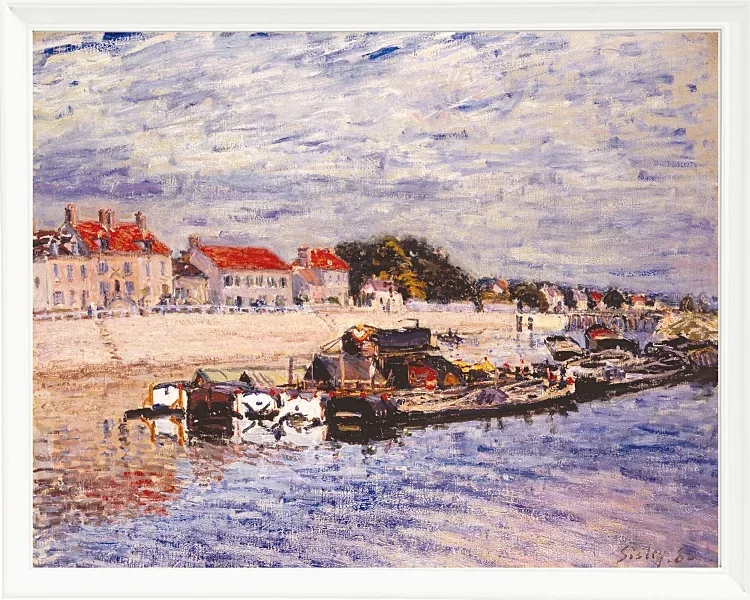 Alfred Sisley - Pramme på Loing ved Saint-Mammès 1885 | Indrammet giclée-kunsttryk