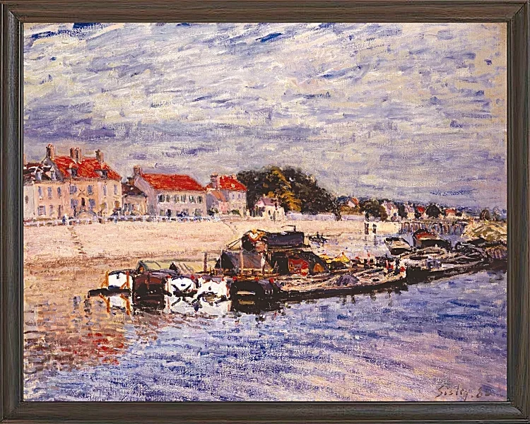 Alfred Sisley - Pramme på Loing ved Saint-Mammès 1885 | Indrammet giclée-kunsttryk