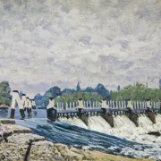 Alfred Sisley - Molesey Weir, Hampton Court 1874 | Giclée Kunstdruck gerahmt