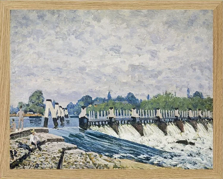 Alfred Sisley - Molesey Weir, Hampton Court 1874 | Giclée Kunstdruck gerahmt