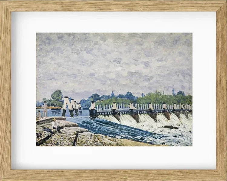Alfred Sisley - Molesey Weir, Hampton Court 1874 | Giclée Kunstdruck gerahmt