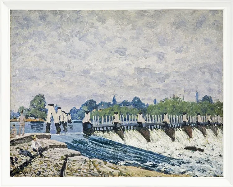 Alfred Sisley - Molesey Weir, Hampton Court 1874 | Giclée Kunstdruck gerahmt