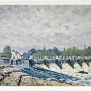 Alfred Sisley - Molesey Weir, Hampton Court 1874 | Giclée Kunstdruck gerahmt