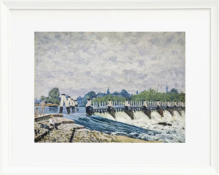 Alfred Sisley - Molesey Weir, Hampton Court 1874 | Giclée Kunstdruck gerahmt