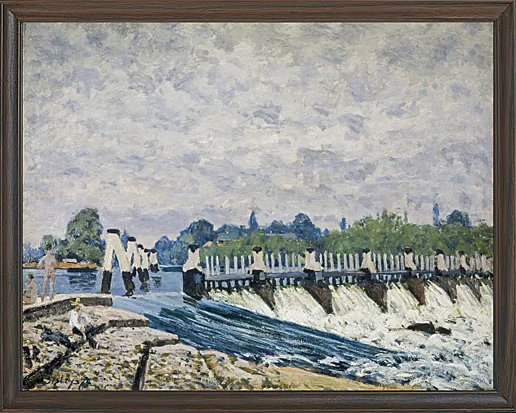 Alfred Sisley - Molesey Weir, Hampton Court 1874 | Giclée Kunstdruck gerahmt