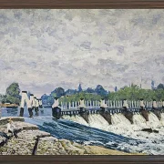Alfred Sisley - Molesey Weir, Hampton Court 1874 | Giclée Kunstdruck gerahmt