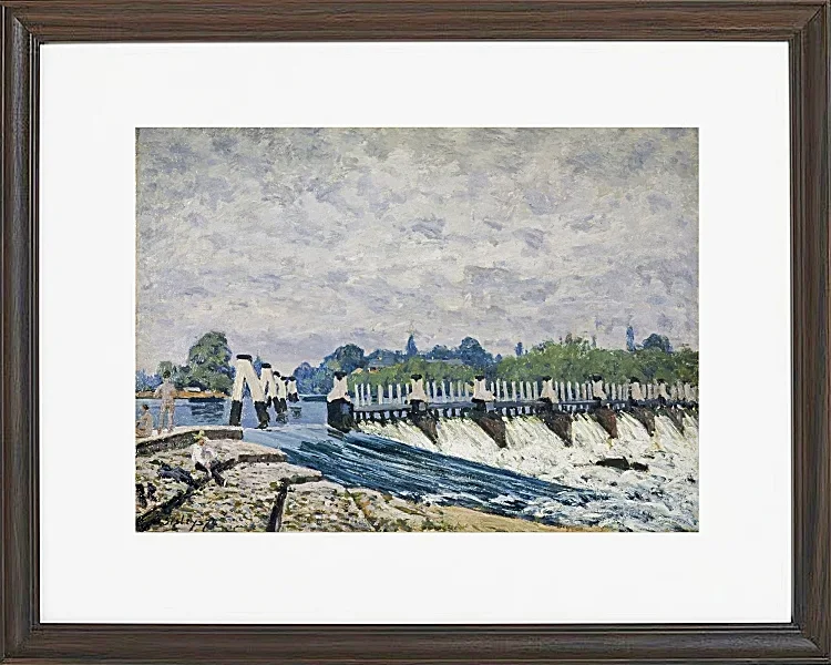 Alfred Sisley - Molesey Weir, Hampton Court 1874 | Giclée Kunstdruck gerahmt