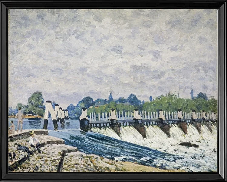 Alfred Sisley - Molesey Weir, Hampton Court 1874 | Giclée Kunstdruck gerahmt