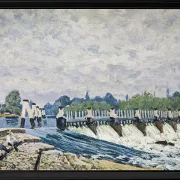 Alfred Sisley - Molesey Weir, Hampton Court 1874 | Giclée Kunstdruck gerahmt