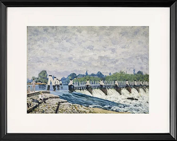 Alfred Sisley - Molesey Weir, Hampton Court 1874 | Giclée Kunstdruck gerahmt