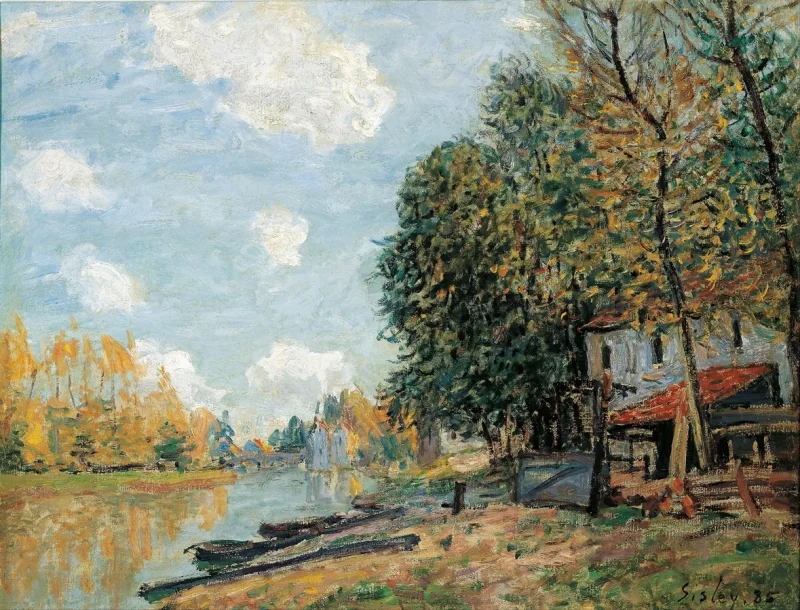 Alfred Sisley - Moret, die Ufer des Flusses Loing 1877 | Giclée Kunstdruck gerahmt