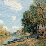 Alfred Sisley - Moret, die Ufer des Flusses Loing 1877 | Giclée Kunstdruck gerahmt