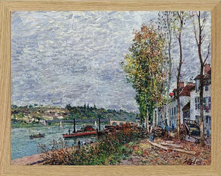Alfred Sisley - Tågedag i Saint-Mammès 1880 | Indrammet giclée-kunsttryk