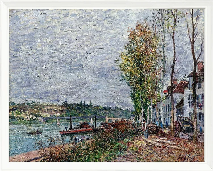 Alfred Sisley - Tågedag i Saint-Mammès 1880 | Indrammet giclée-kunsttryk