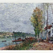 Alfred Sisley - Tågedag i Saint-Mammès 1880 | Indrammet giclée-kunsttryk
