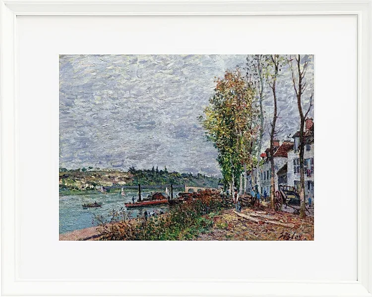 Alfred Sisley - Tågedag i Saint-Mammès 1880 | Indrammet giclée-kunsttryk