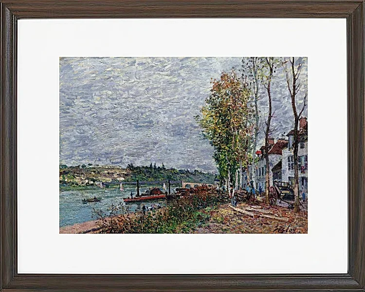 Alfred Sisley - Tågedag i Saint-Mammès 1880 | Indrammet giclée-kunsttryk